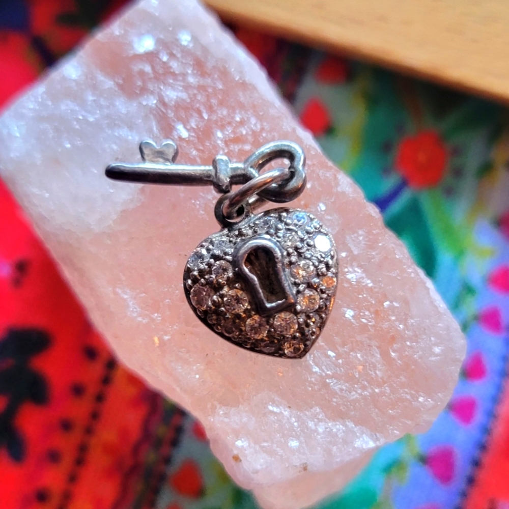 Sterling Silver Heart Lock and Key Charm